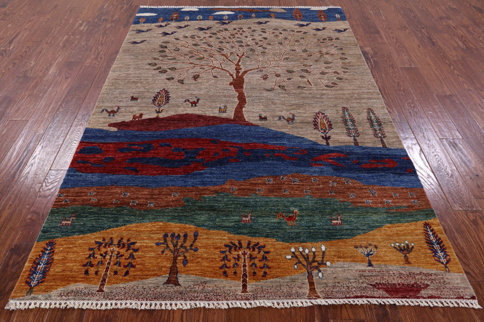 5' 9" X 8' 6" Persian Gabbeh Tribal Handmade Wool Rug Q9560