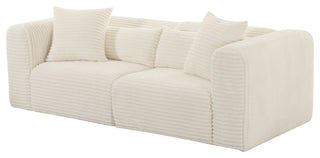 Tarra Fluffy Oversized Cream Corduroy Modular Loveseat - Cream