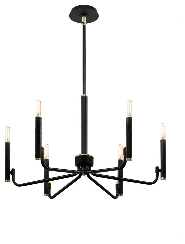 Bedford 24" 6-Light Chandelier Matte Black With Brass Finish