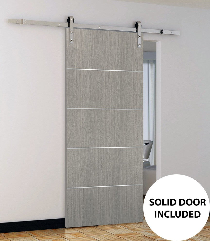 Slab Barn Door Panel 36 x 80 | Planum 0020 Grey Oak | Solid Doors Pocket Closet