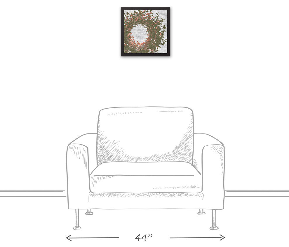 Christmas Wreath 12x12 Black Framed Canvas