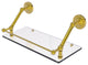 Prestige Regal 18" Floating Glass Shelf with Gallery Rail, Polished Brass