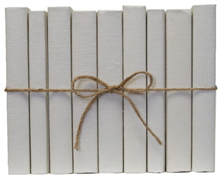 Decorative Books - Sand Linen Wrapped Book Bundle - 1 foot of Off White Books