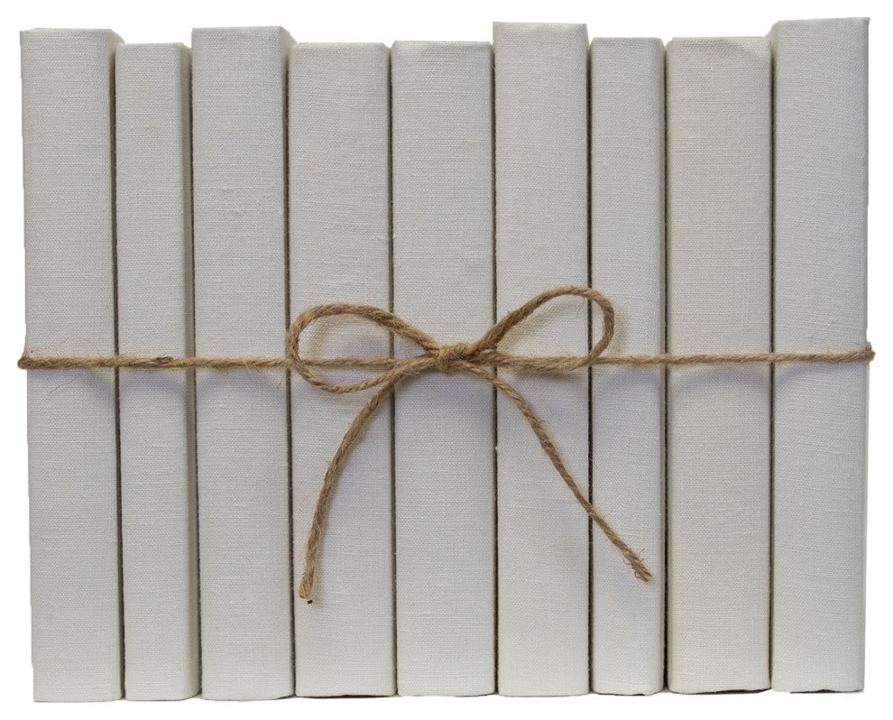 Decorative Books - Sand Linen Wrapped Book Bundle - 1 foot of Off White Books