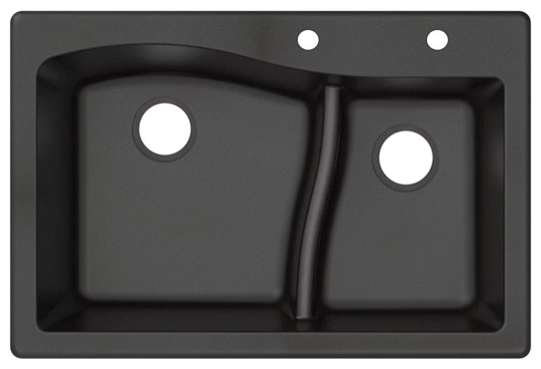 Aversa SilQ Granite 33-in. Drop-in Kitchen Sink with 2 BD Faucet Holes in Black