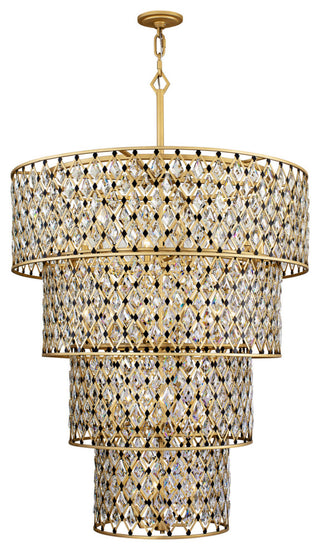 Windsor 21-Lt 4-Tier Crystal Chandelier - French Gold/Matte Black