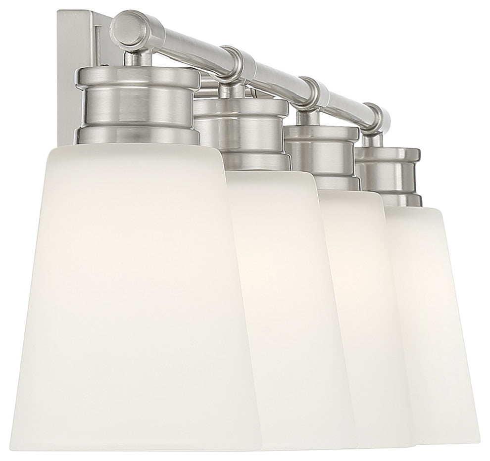 4-Light Bathroom Vanity Light, Matte Black, Brushed Nickel