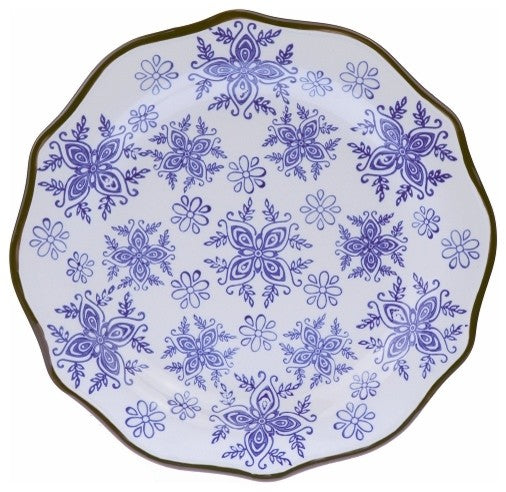 Samana Collection 16 Piece Euro Blue Wavy Edge Stoneware Set