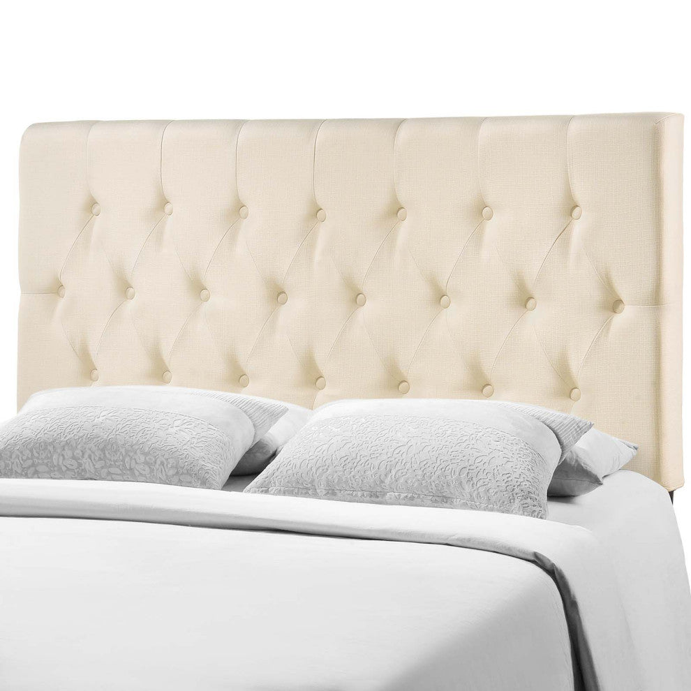 Headboard, King Size, Ivory White, Fabric, Modern, Bedroom Master Guest Suite