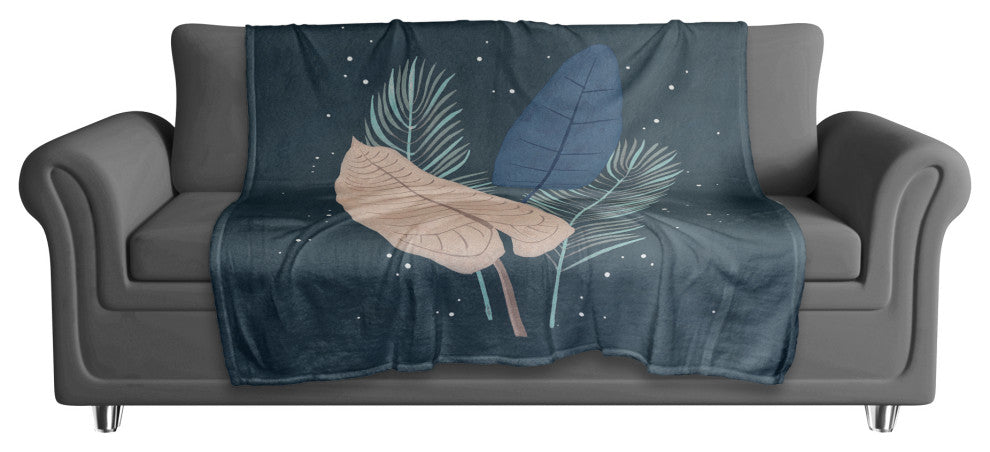 Simple Blue Feathers 50x60 Coral Fleece Blanket