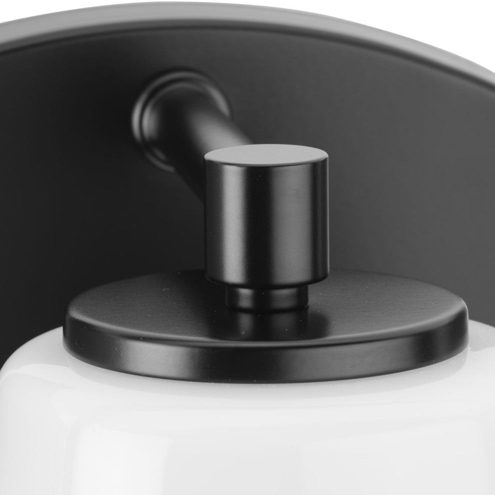Haven Collection One-Light Matte Black Opal Glass Luxe Industrial Bath Light