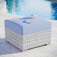 Lounge Chair Ottoman, Rattan, Wicker, Gray Blue, Modern, Outdoor Patio Cafe