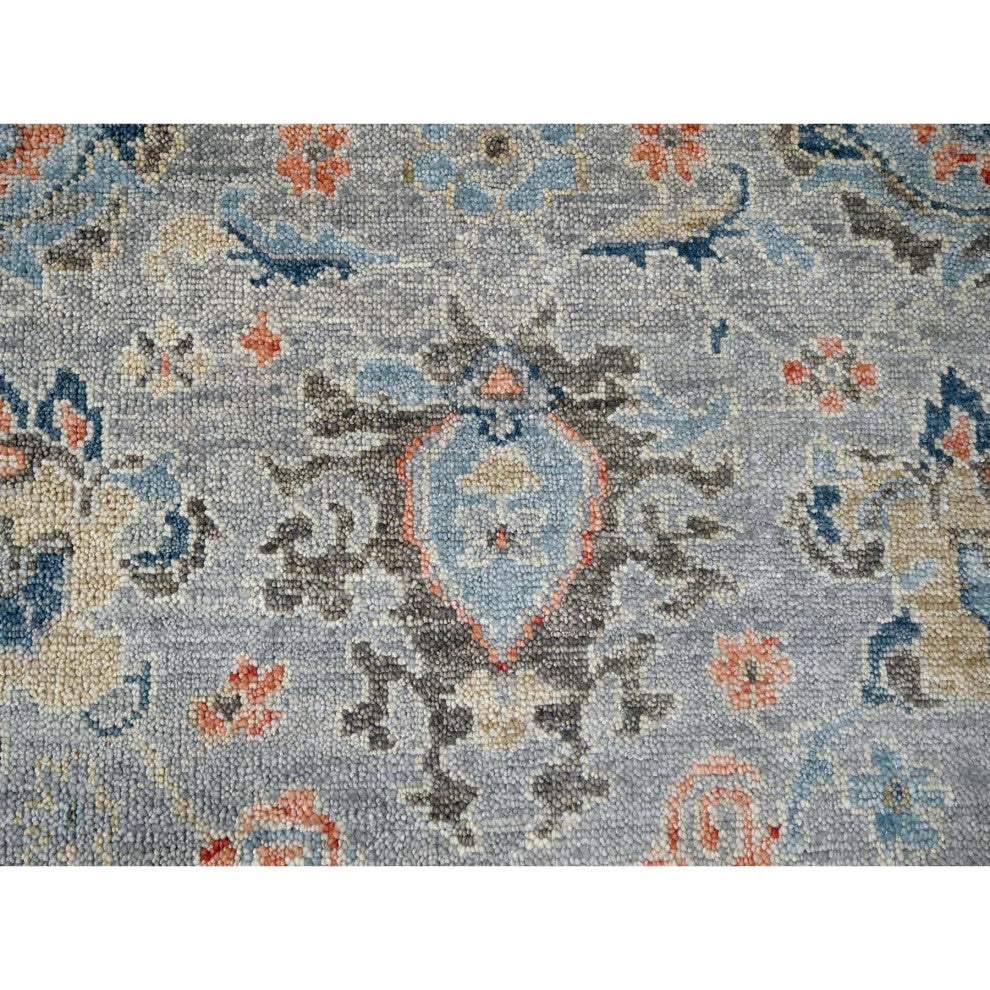 Harbor Gray Hand Knotted Supple Oushak Wool Oversized Rug, 12'x17'9"