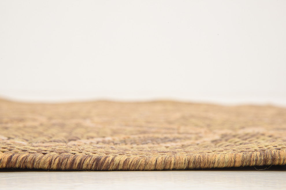 Unique Loom Light Brown Spiral Outdoor 3' 3 x 5' 0 Area Rug