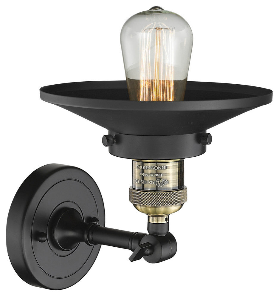 Railroad 1-Light Dimmable LED Sconce, Black Antique Brass