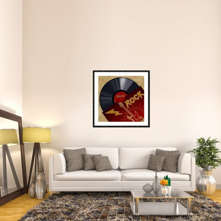 "Vinyl Club, Rock" Framed Digital Print by Steven Hill, 44x44"