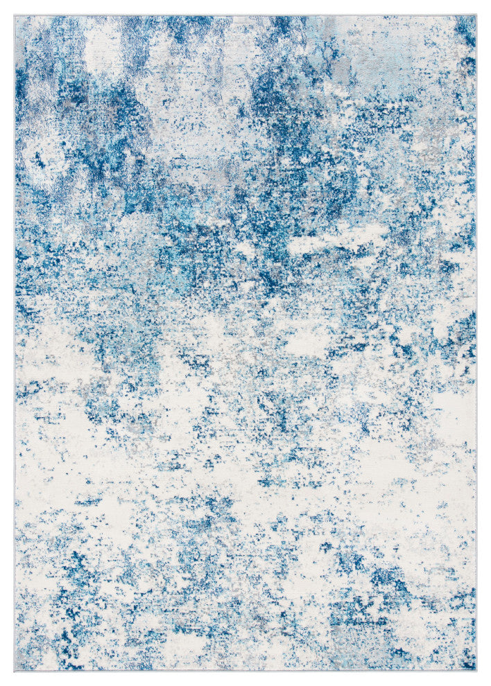 Safavieh Brentwood Bnt822B Organic and Abstract Rug, Ivory and Navy, 6'7"x6'7" Square