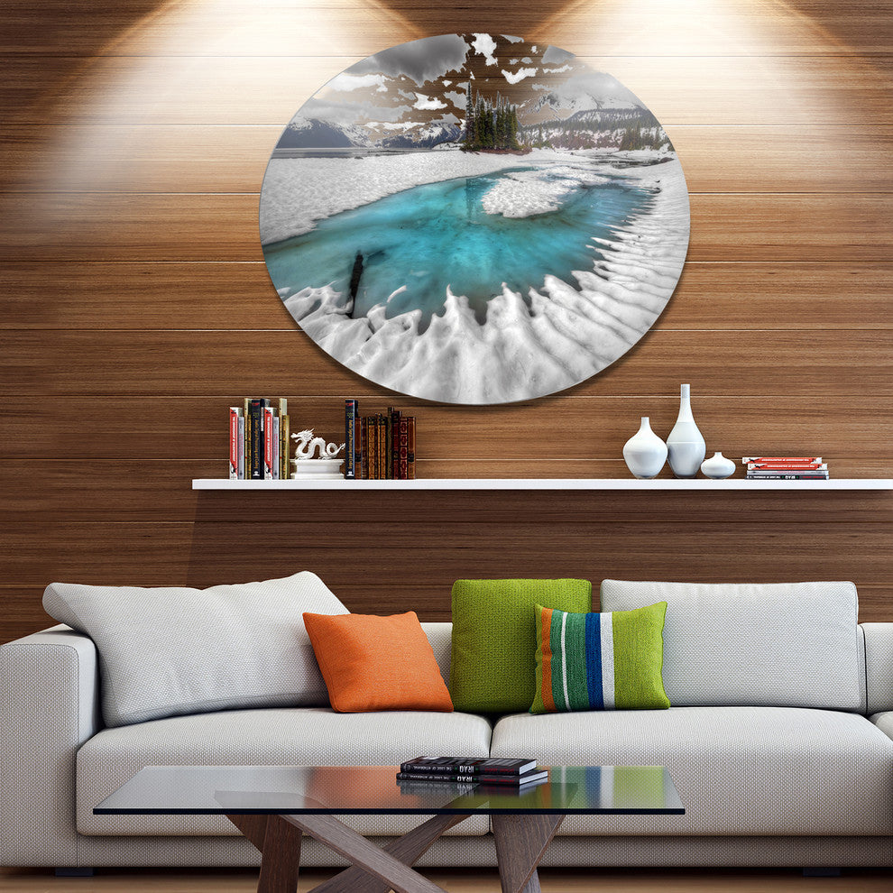 Frosted Crystal Clear Lake, Landscape Art Round Wall Art, 36"