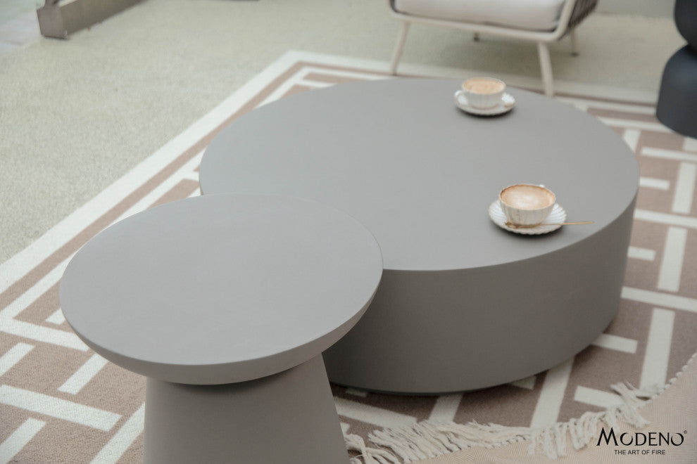 Rome 40" Round Concrete Coffee Table, Space Grey
