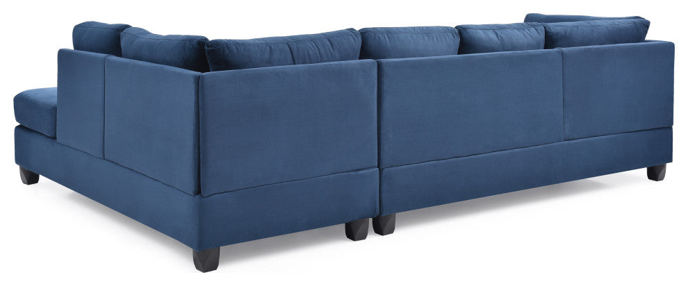 Solana Micro Suede Sectional, Navy Blue Micro Suede