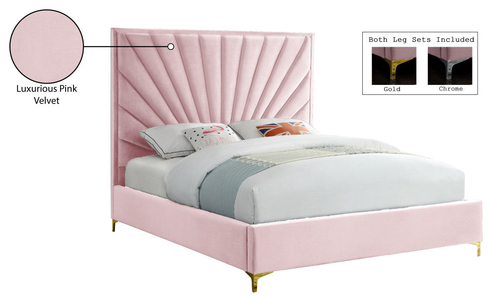 Eclipse Velvet Bed, Pink, Queen