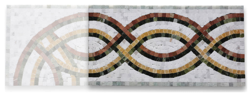 Rainbow Colorful 7.9x15 Marble Mosaic Border Listello Tile Polished, 1 piece