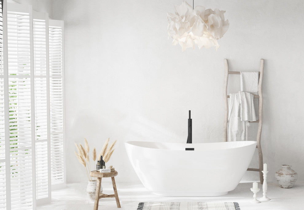 Igor 67" Soaking Bathtub, Glossy White With Matte Black Trim