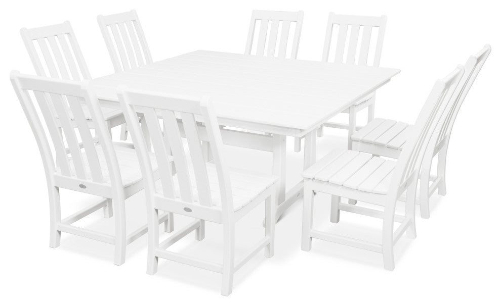 POLYWOOD Vineyard 9-Piece Farmhouse Dining Set, White