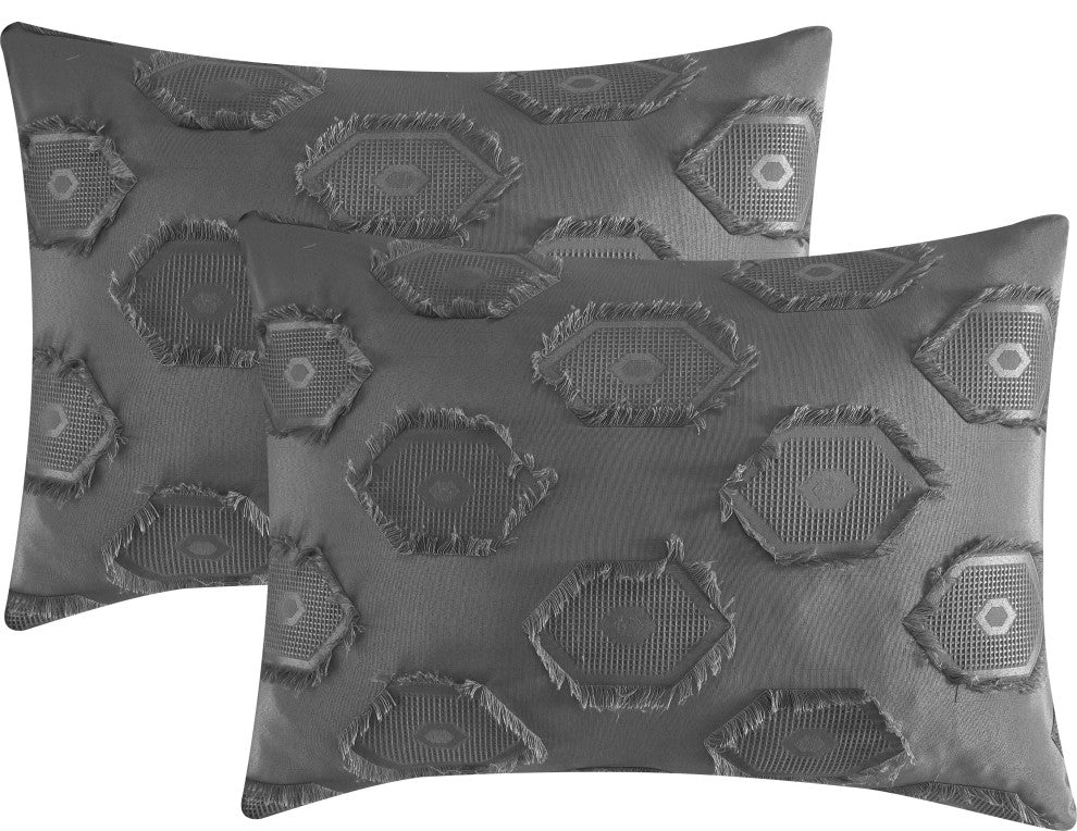 Faust 7 Piece Comforter Set, Grey, California King