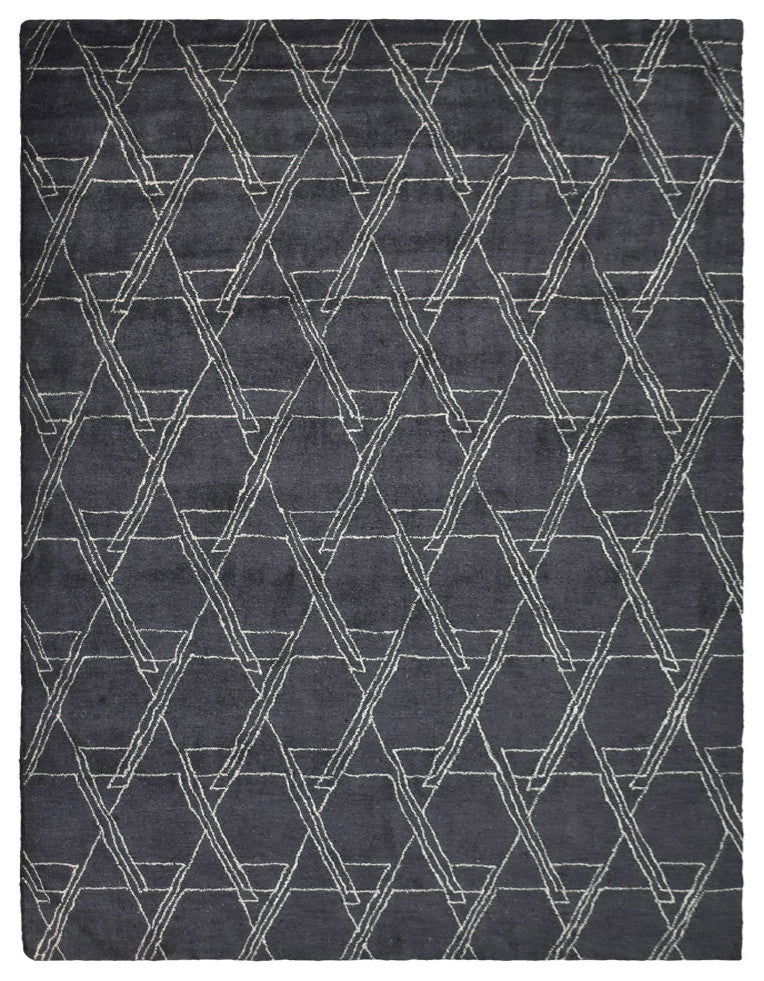 HAND KNOTTED LOOM SILK ECO-FRIENDLY RUG-Rectangle,Charcoal Beige, Contemporary