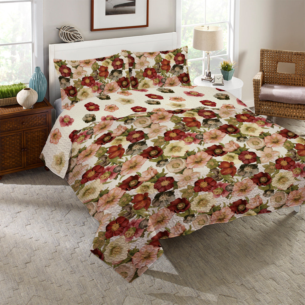 Vintage Petals Queen Quilt Set