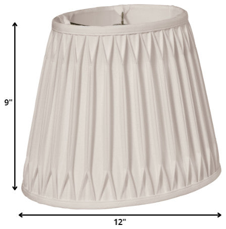 12" Cream Oval Smocked Pleat Paperback Shantung Lampshade