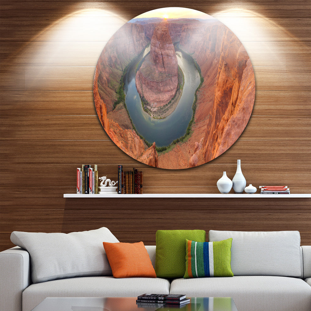 Horseshoe Bend Arizona Panorama, Landscape Disc Metal Wall Art, 36"