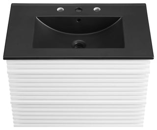 Render 30" Wall-Mount Bathroom Vanity, White Black