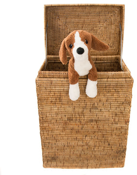 Artifacts Rattan Rectangular Hamper With Hinged Lid, Honey Brown