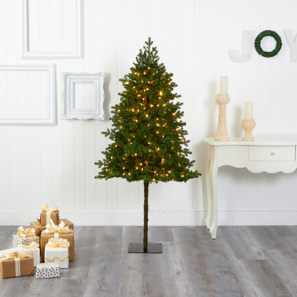 6' Swiss Alpine Faux Xmas Tree W/ 250 Clear LED Lights and 450 Bendable Branches