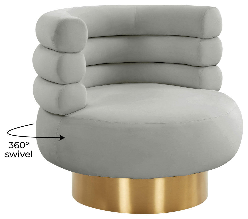 Naomi Grey Velvet Swivel Chair