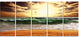 Raging Green Waves At Sunset, Large Seashore Canvas Print, 60"x28", 5 Panels