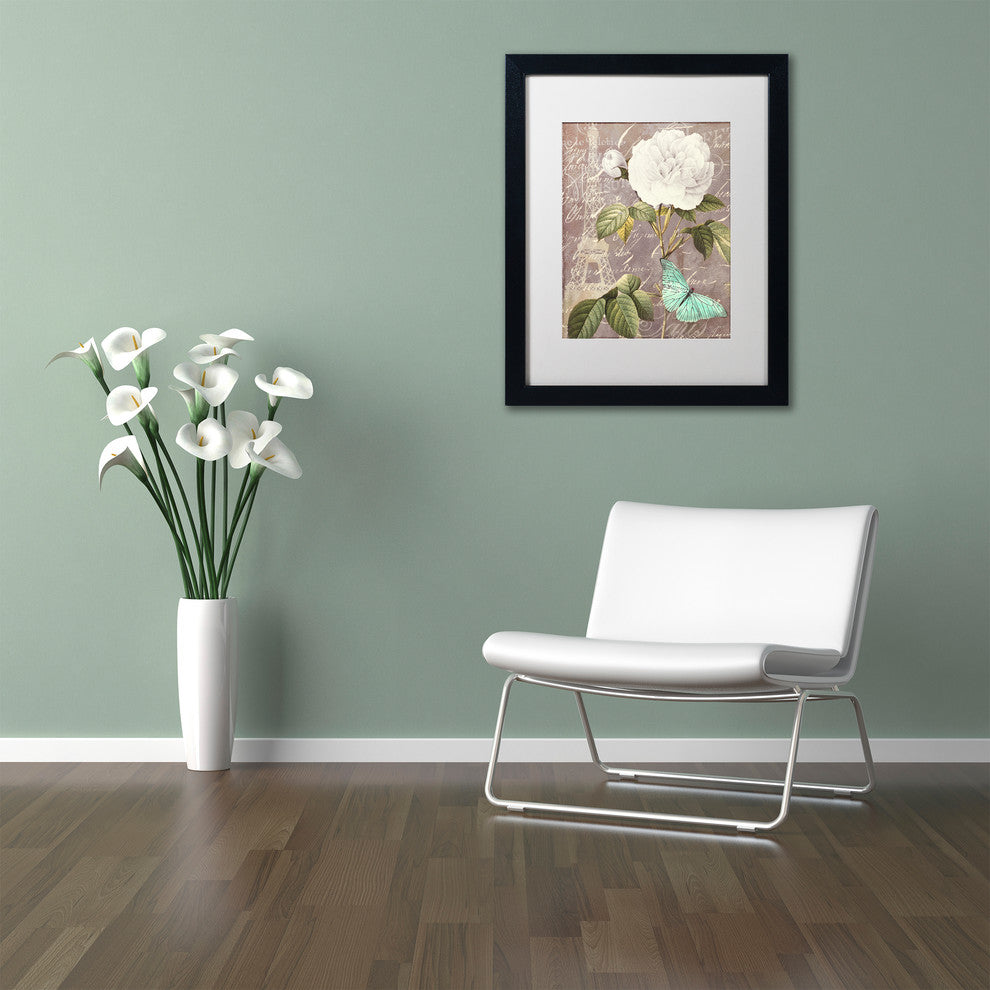 Color Bakery 'White Rose' Matted Framed Art, Black Frame, White Mat, 16x20