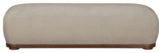 Calum Upholstered Bench, Beige, Chenille Fabric, Brown Walnut Finish
