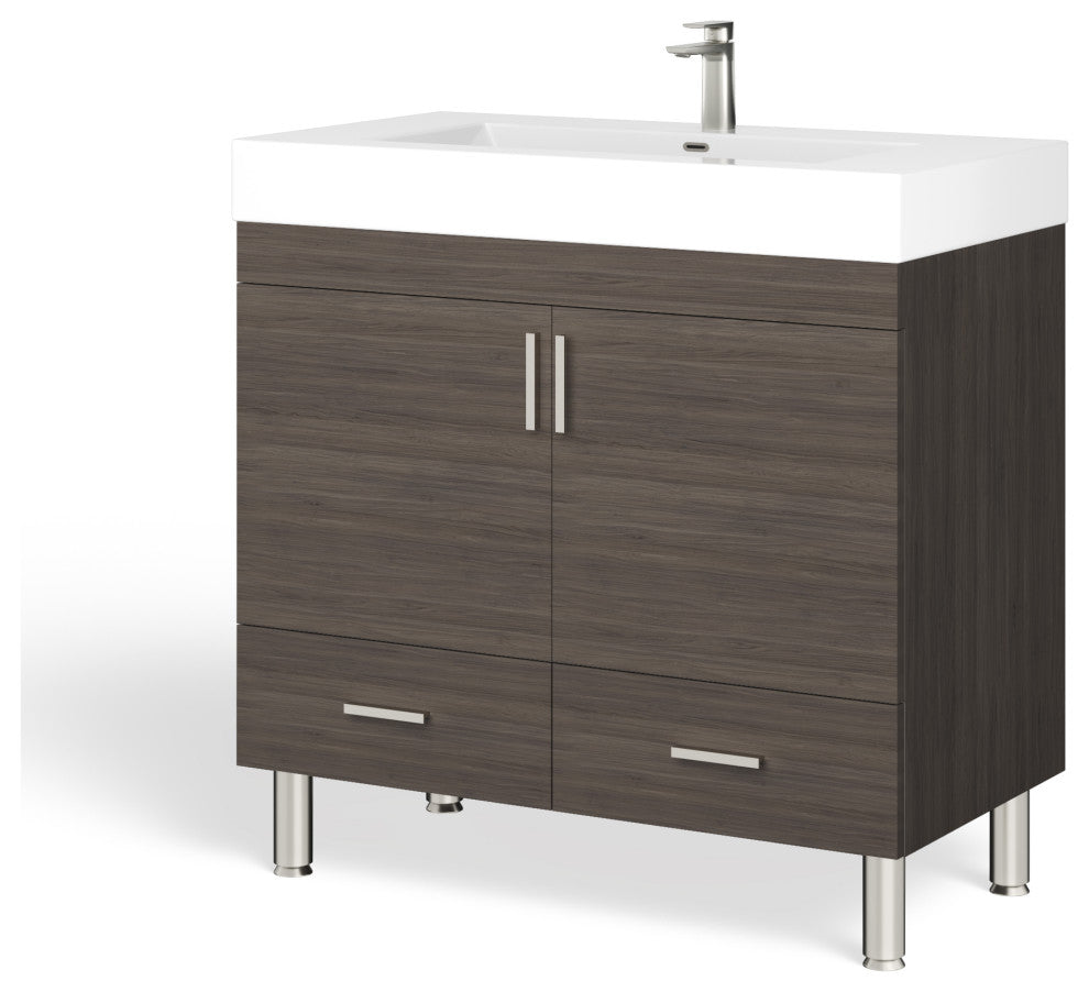 The Latitude Bathroom Vanity, Gray, 36", Single Sink, Freestanding