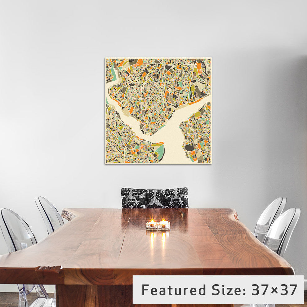 "Abstract City Map of Istanbul" by Jazzberry Blue, 12x12x1.5