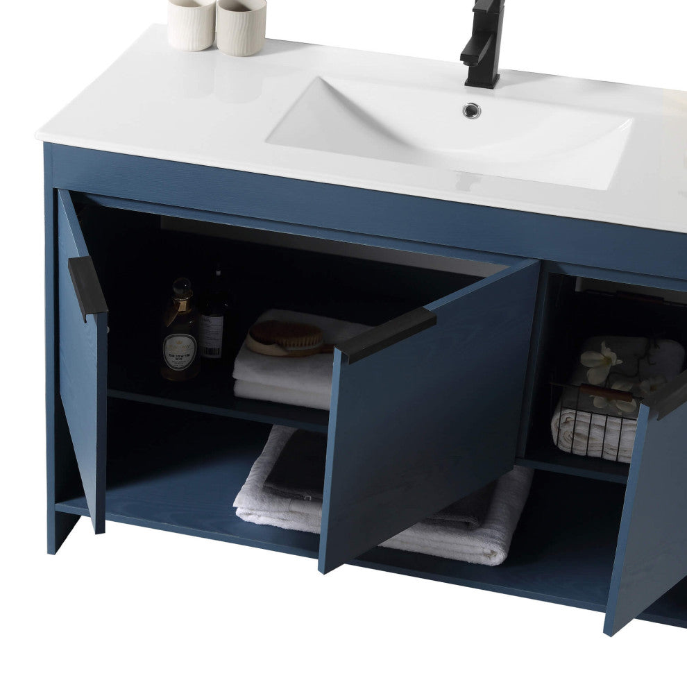 Phoenix Bath Vanity With Ceramic Sink - Full Assembly Required, Navy Blue, 48 Inch