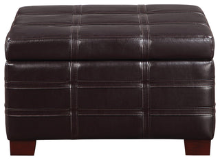 Detour Strap Square Storage Ottoman, Espresso Faux Leather