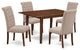 5Pc Dining Set, Rectangle Table, Butterfly Leaf, Four Chairs, Mahogany