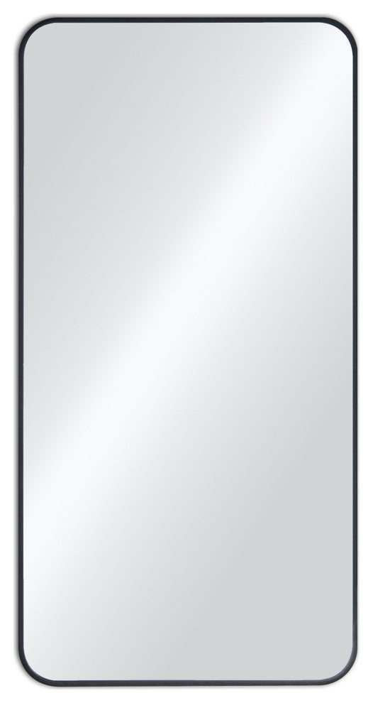 Shatterproof Wall Mount Metal Frame Mirror, FM2, Matte Black, 18"x36"