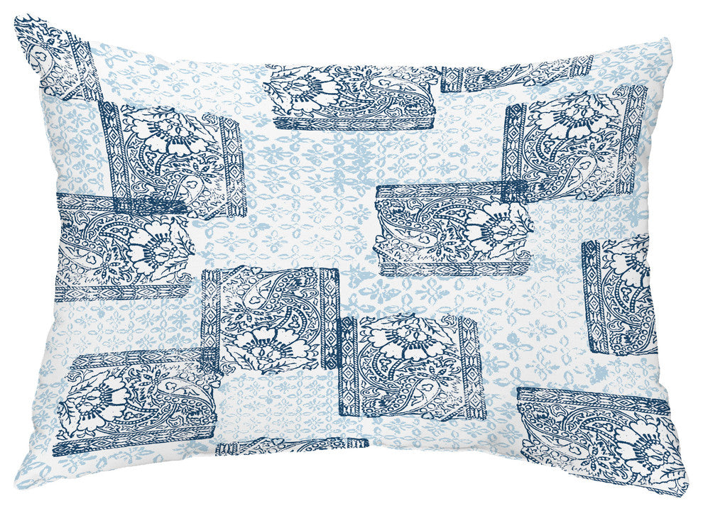 Patches 14"x20" Decorative Abstract Outdoor Pillow, Navy Blue