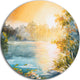 Sunset On The Lake, Landscape Large Disc Metal Wall Art, 23"