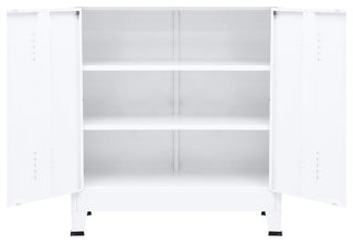 vidaXL File Cabinet Hall Entryway Sideboard Storage Chest Cabinet White Steel