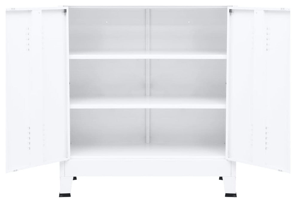 vidaXL File Cabinet Hall Entryway Sideboard Storage Chest Cabinet White Steel